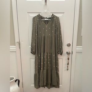 In Loom olive green dress with underlay. Size S.